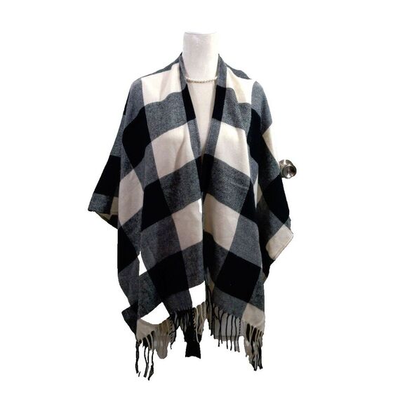 Game Day Womens Shawl Wrap With Fringe Black Plaid Clemson University Football - Picture 3 of 7